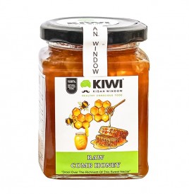 Kiwi Kisan Window Raw Comb Honey   Glass Jar  350 grams